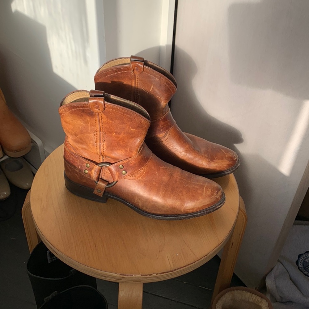 Frye Short Cognac Harness Boots